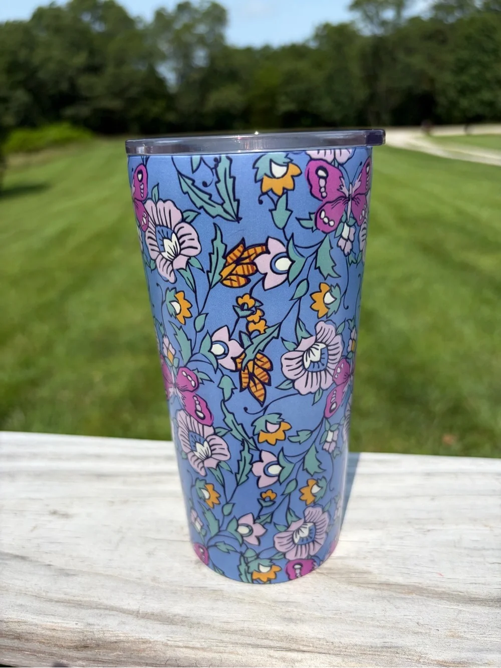 Vera Bradley 20oz Stainless Steel Travel Mug | Insulated Floral Tumbler Blue